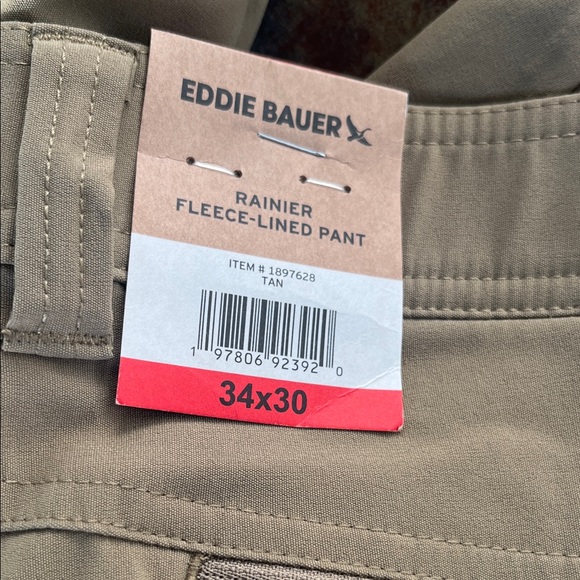 Eddie Bauer Men’s Pants Rainier fleece lined NWT 34 x 30 - Picture 6 of 11